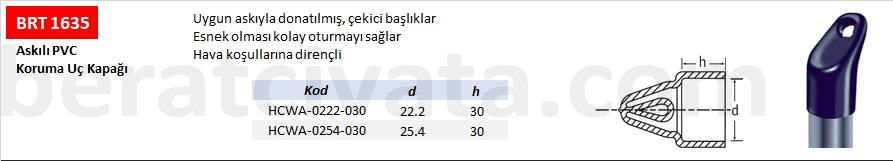 BRT 1635 Askılı PVC Koruma Uç Kapağı