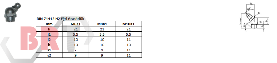 DIN 71412 H2 Eğri Grasörlük