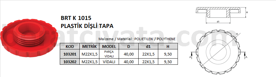 KULAKLI KANPLASTİK DİŞLİ TAPA