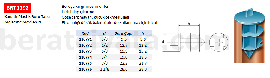 BRT 1192 Kanatlı Sıkı Geçme Tapa Kapak Mavi