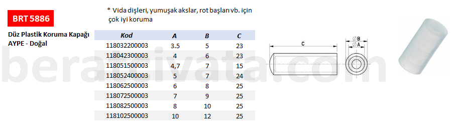 BRT 5886 Düz Plastik Koruma Kapağı