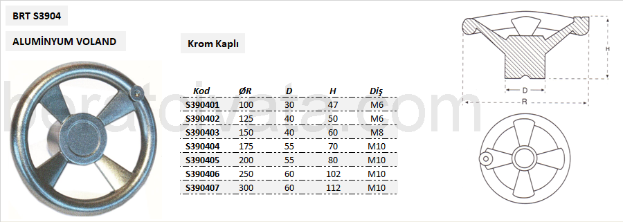BRT S3904 ALUMİNYUM VOLAND ,KROM KAPLI
