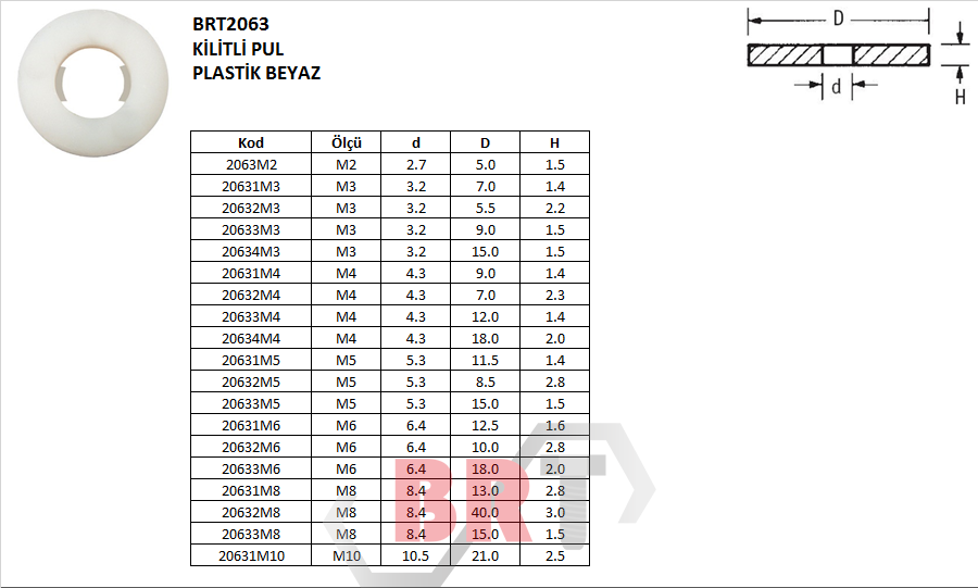 BRT2063 KİLİTLİ PUL PLASTİK BEYAZ